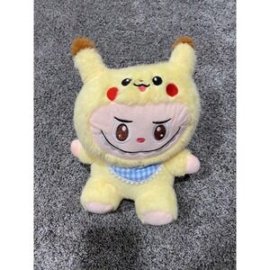 Labubu Plush Pikachu Outfit Yellow Gingham Bib Stuffed Toy‎